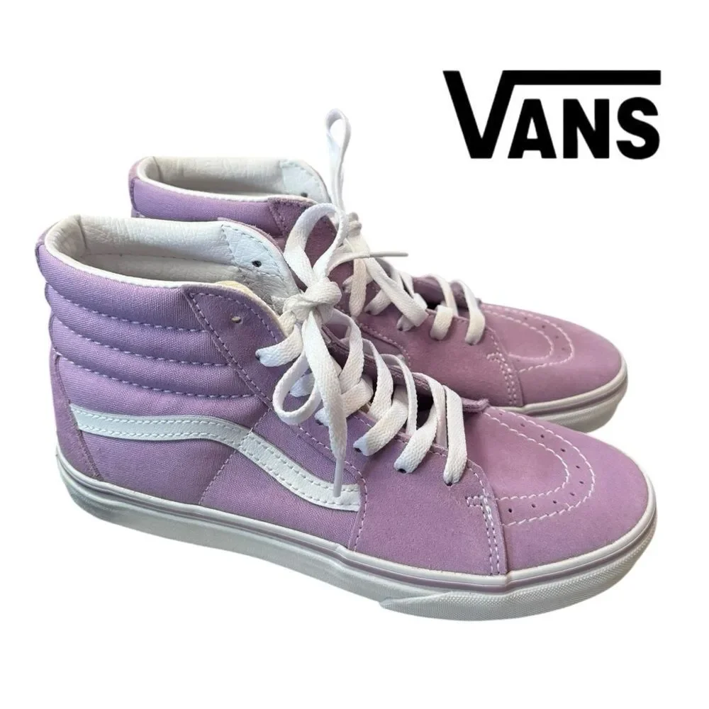 NEW Vans Sk8-Hi Hi-Top Juniors Women's Lupine True White Shoes Sneakers 6 7.5